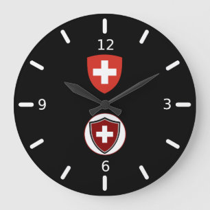 Grande Horloge Ronde Swiss flag-coat arms large clock