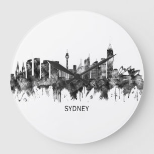Grande Horloge Ronde Sydney Australie Skyline BW