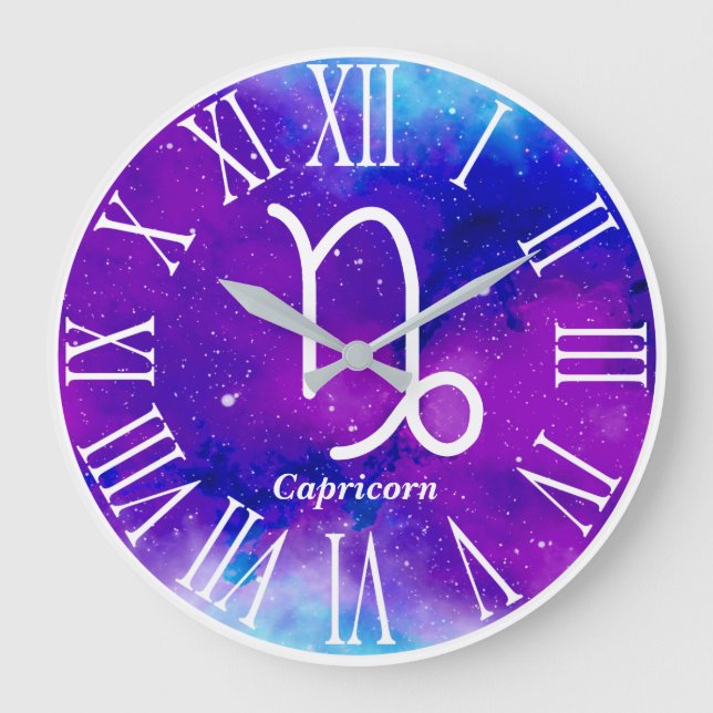 Grande Horloge Ronde Symbole branché Zodiac Nebula Capricorn (Recto)