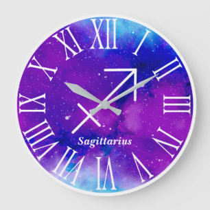 Grande Horloge Ronde Symbole branché Zodiac Nebula Sagittarius