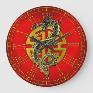 Grande Horloge Ronde Symbole chinois Prosperity Heart