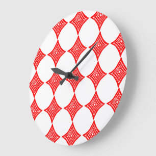 Grande Horloge Ronde Symbole de carte de jeu rouge forme diamant Lino C