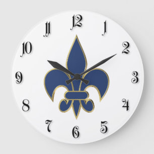 Grande Horloge Ronde Symbole de Fleur de Lis