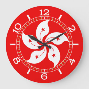 Grande Horloge Ronde Symbole de Hong Kong White Orchid