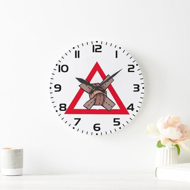 Grande Horloge Ronde Symbole de la route d'avertissement de noeud de tr (Créateur téléchargé)