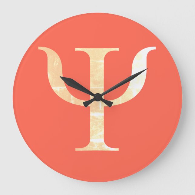 Grande Horloge Ronde Symbole de la science psychologie Rouge Orange Hor (Recto)