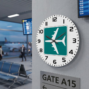 Grande Horloge Ronde Symbole de l'aéroport Icône Voyage de l'avion