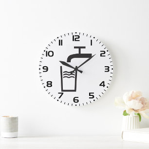 Grande Horloge Ronde Symbole de l'eau du robinet