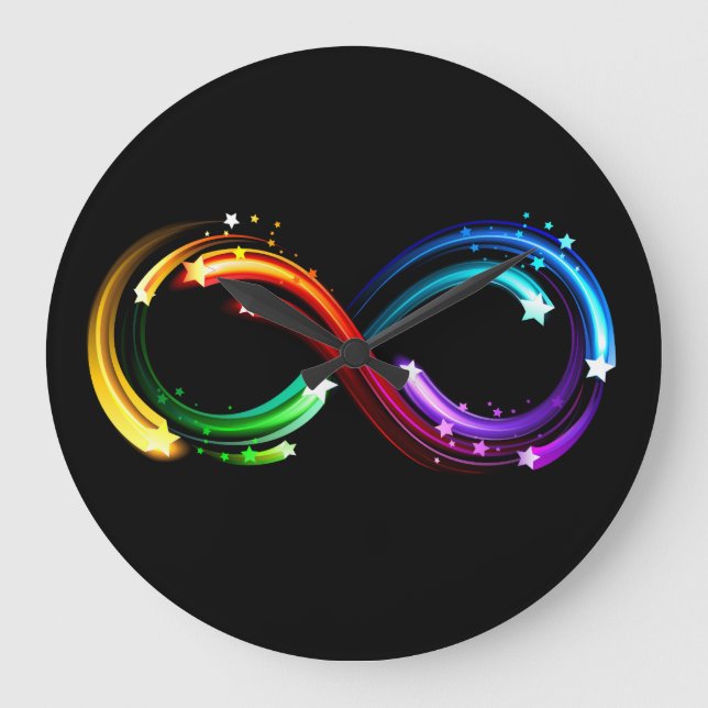 Grande Horloge Ronde Symbole de l'infini des comètes arc-en-ciel (Recto)