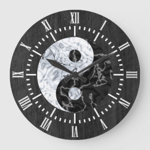 Grande Horloge Ronde Symbole de marbre de Yin Yang