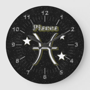 Grande Horloge Ronde Symbole de Pisces