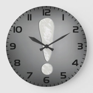 Grande Horloge Ronde Symbole de point d'exclamation grunge industriel