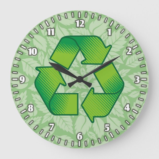 Grande Horloge Ronde Symbole de recyclage (Recto)