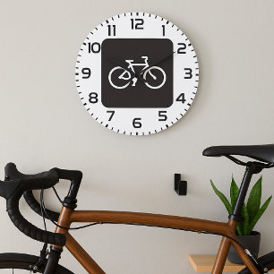 Grande Horloge Ronde Symbole de vélo noir et blanc