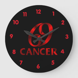 Grande Horloge Ronde Symbole d'horoscope du cancer rouge