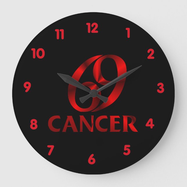 Grande Horloge Ronde Symbole d'horoscope du cancer rouge (Recto)
