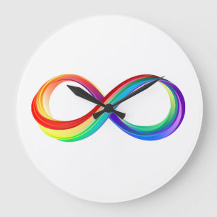 Grande Horloge Ronde Symbole d'infinité arc-en-ciel stratifié