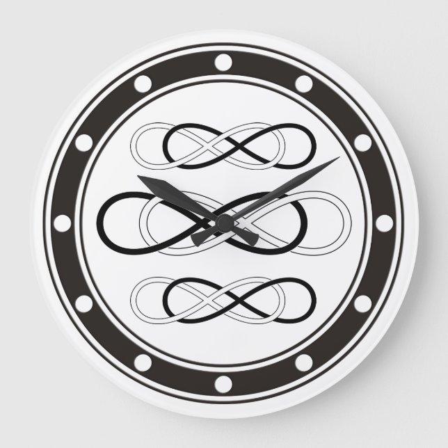 Grande Horloge Ronde Symbole double infini - noir & blanc (Recto)