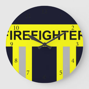 Grande Horloge Ronde Symbole Feuerwehr Uniforme Blau Große Wanduhr
