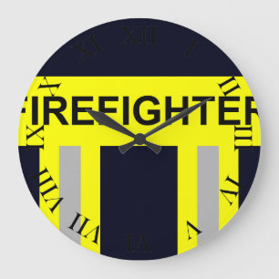 Grande Horloge Ronde Symbole Feuerwehr Uniforme Blau Große Wanduhr