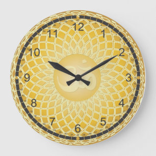 Grande Horloge Ronde Symbole lumineux de l'OM de jaune