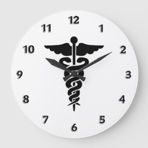 Grande Horloge Ronde Symbole Médicale Infirmières et médecins