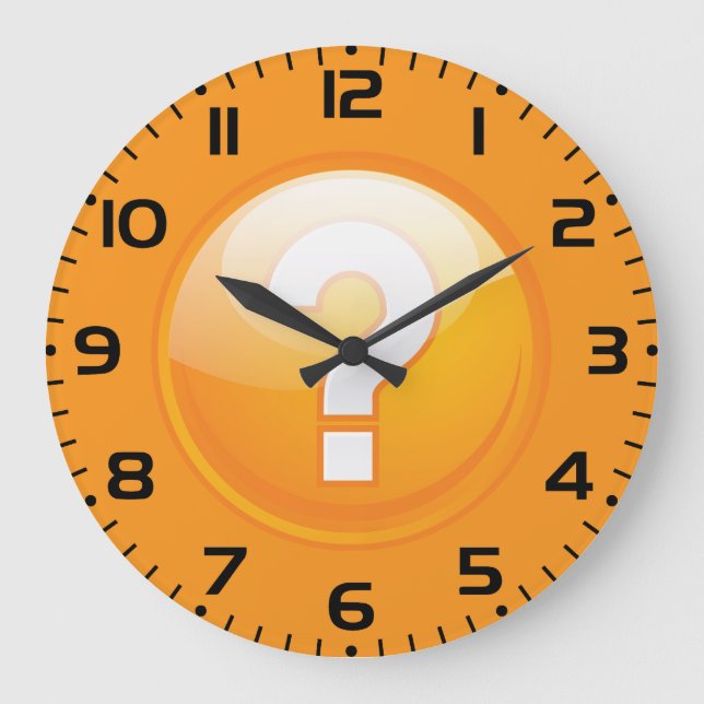 Grande Horloge Ronde Symbole moderne gras point d'interrogation orange (Recto)