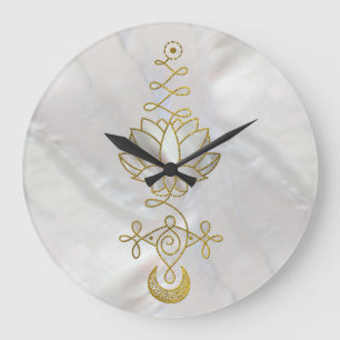 Grande Horloge Ronde Symbole Pastel Pearl Unalome Lotus