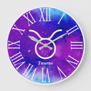 Grande Horloge Ronde Symbole Taurus du Zodiac branché
