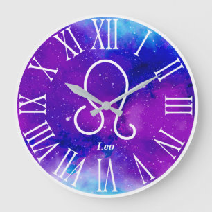 Grande Horloge Ronde Symbole Zodiac branché Nebula Leo