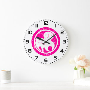 Grande Horloge Ronde SYMBOLE Zodiaque Aries Grunge Ram Rose Astrologie
