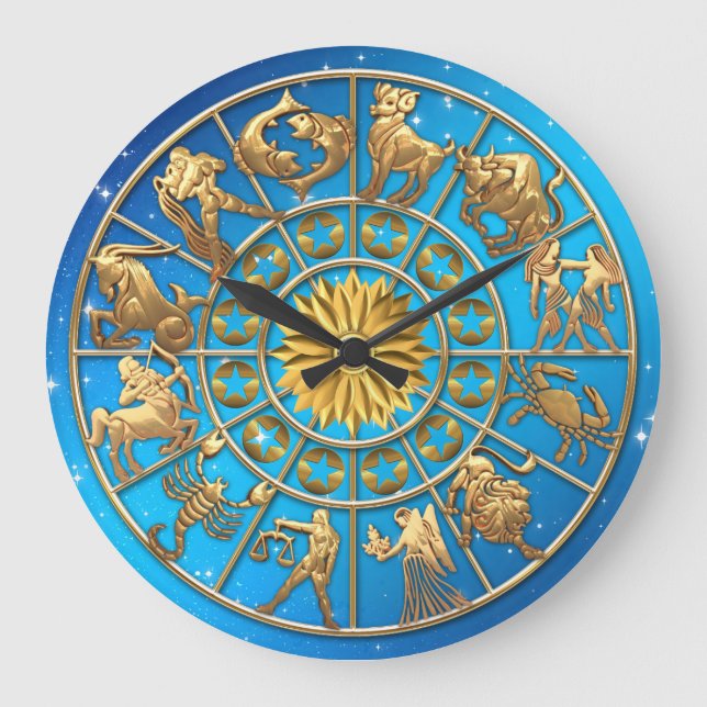 Grande Horloge Ronde Symbole Zodiaque de la famille personnalisée Étoil (Recto)