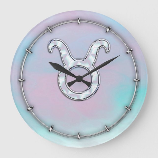 Grande Horloge Ronde Symbole zodiaque de la mère de Pearl Taurus (Recto)