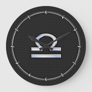 Grande Horloge Ronde Symbole Zodiaque de Libra élégant Décor de peau de