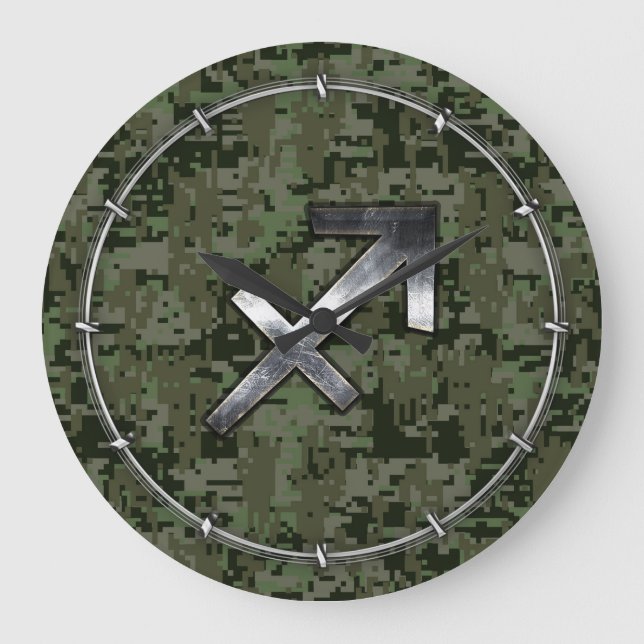 Grande Horloge Ronde Symbole zodiaque Sagittarius sur Camo numérique ve (Recto)