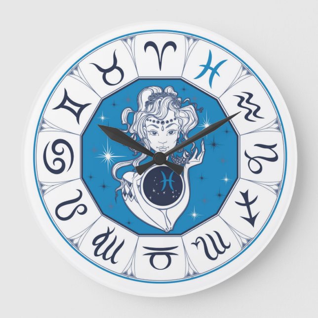 Grande Horloge Ronde Symboles zodiaques (Recto)