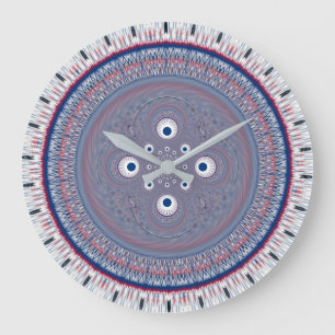 Grande Horloge Ronde Symétrie hypnotique : Art géométrique Abstrait