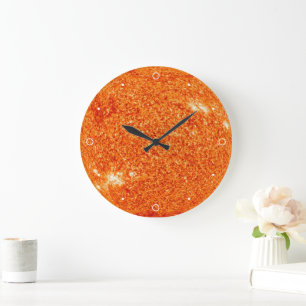 Grande Horloge Ronde Système solaire Sun Star spectaculaire Orange Plan
