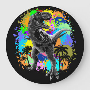Grande Horloge Ronde T-Rex Dinosaur Jurassic Reptile Acrylic Wall Clock