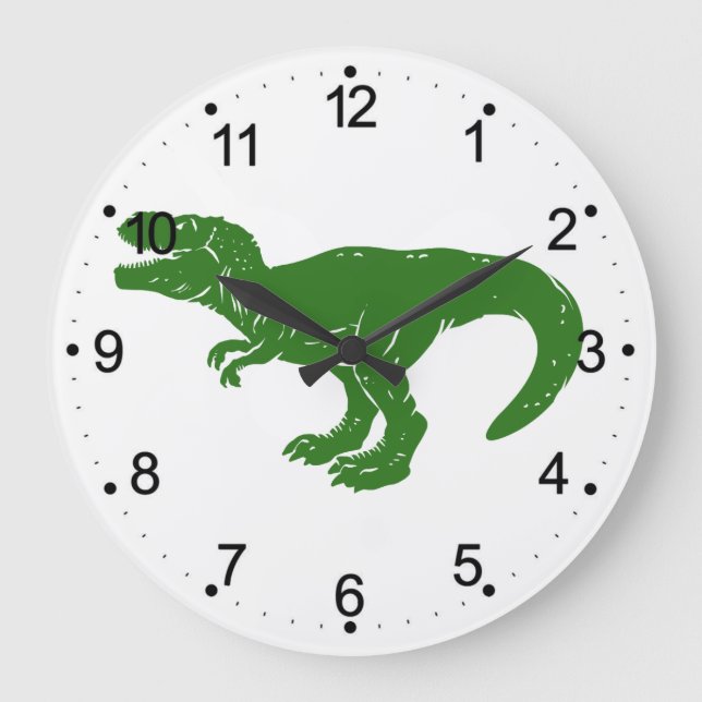 Grande Horloge Ronde T rex dinosaure - Choisissez la couleur arrière -  (Recto)