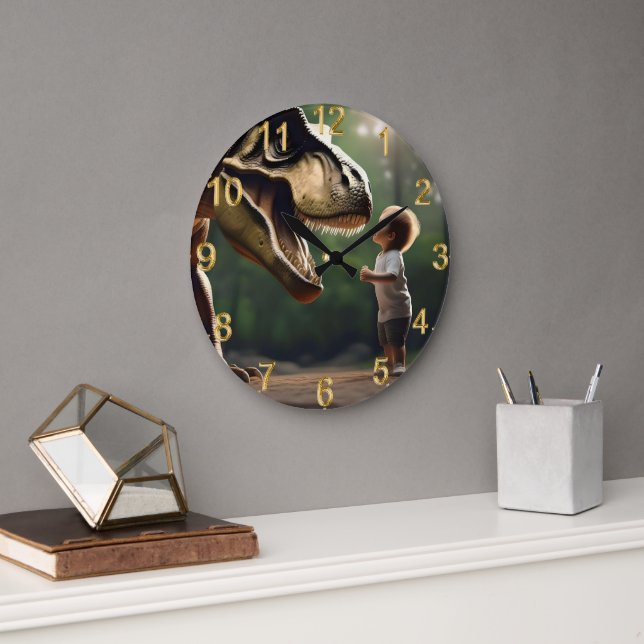 Grande Horloge Ronde T-rex Faites Face À Vos Craintes, (Bureau)