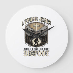Grande Horloge Ronde T-shirt chrétien vintage drôle Jésus Bigfoot