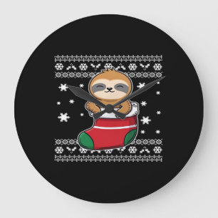 Grande Horloge Ronde T-shirt classique de Noël Sloth