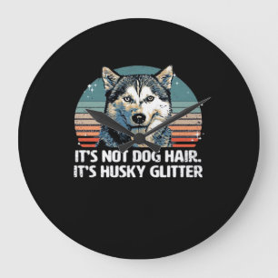 Grande Horloge Ronde T-shirt classique pailleté chien husky sibérien dr