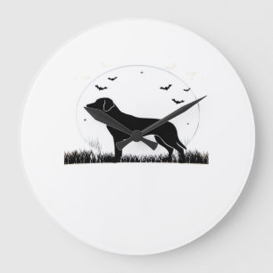 Grande Horloge Ronde T-shirt classique silhouette lune Halloween chien 