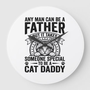 Grande Horloge Ronde T-Shirt D avec citation de Papa Chat gravure vinta