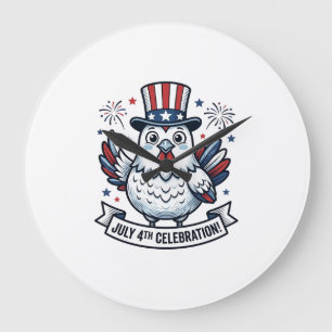 Grande Horloge Ronde T-shirt de célébration du 4 juillet de Chicken pat