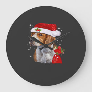 Grande Horloge Ronde T Shirt de Noël Chien Beagle Famille de Chien Noël