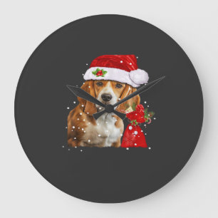 Grande Horloge Ronde T Shirt de Noël de chien Beagle Chien de Noël Esse