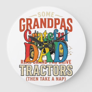 Grande Horloge Ronde T-shirt de nuit de ferme vintage tracteur grand-pè